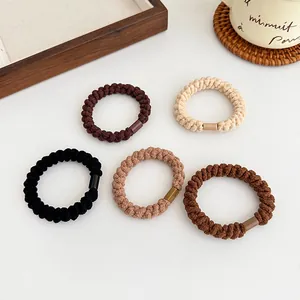 Set di 5 elastici per capelli intrecciati spessi in tonalità della terra per donna