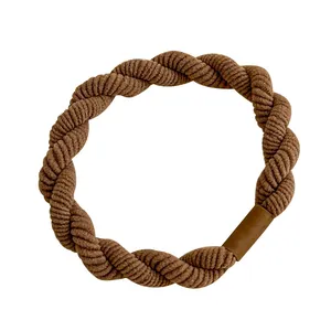 Elastico per capelli intrecciato marrone scuro con design a spirale e tubo opaco