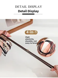 Detail view of 4-in-1 hair ties showing high elasticity and durable metallic joint