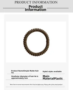 Detail view showing dimensions of a 5cm matte brown spiral telephone wire hair tie