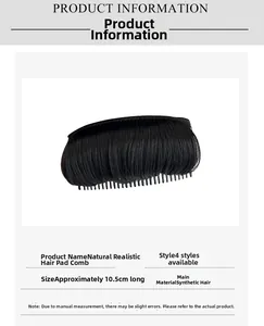 Detail of 10.5cm black hair volume comb featuring natural synthetic hair strands