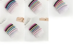 Detailansicht der Perlen-Haarkämme in fünf Größen von 7,9 cm bis 12 cm Länge