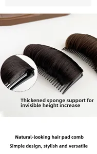 Close-up of invisible hair volumizing insert with thick sponge and brown synthetic hair