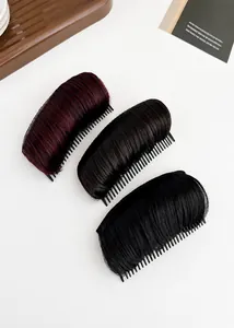 Three-piece hair volume padding inserts in black, dark brown, and burgundy with comb clips