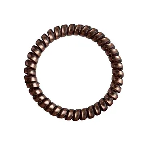 Elastic spiral hair tie in metallic bronze finish, high elasticity seamless hair ring