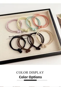 Detailed view of high elasticity hair ties with Chinese knot charms in 7 assorted colors