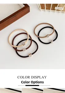 Set di cinque elastici per capelli in tonalità terra con cuori scintillanti di strass