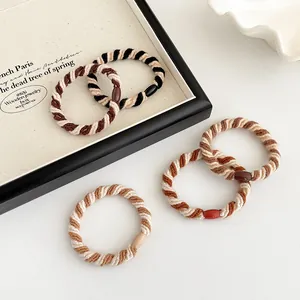 Koreaanse Stijl Hoge Elasticiteit Gevlochten Spiraal Haarelastiekjes Voor Vrouwen Minimalistische Contrast Kleur Koord Elastische Haarbanden Duurzame Paardenstaarthouder
