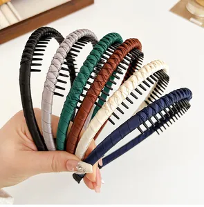 Détails des serre-têtes en tissu multicolores avec dents antidérapantes pour une coiffure sûre