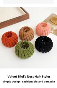 Cinco colores de pinzas para el cabello nido de pájaro flocadas con estructura extensible