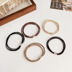 Women High Elastic Multi Strand Hair Ties Rhinestone Bow Metal Buckle Hair Bands Durable Ponytail Holders Fashion Hair Accessories