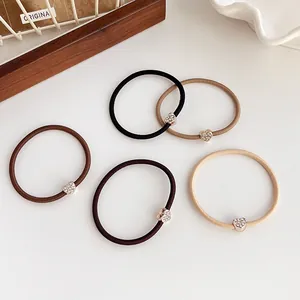 Elastico per Capelli Stile Coreano Cuore Strass Alta Elasticità Corda per Capelli in Nylon per Donna Semplice Elegante Accessori Quotidiani
