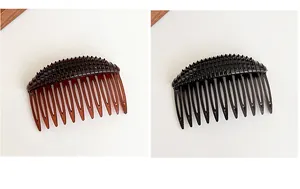 Detail of black and brown volumizing hair comb inserts with non-slip grip spikes