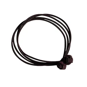 Dark coffee 4-in-1 knotted elastic hair tie with high-stretch multi-strand design
