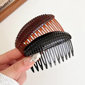 Black and brown hair volume combs with non-slip grips for invisible hair heightening