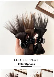 Three hair claw clips in natural black, dark brown, and black-brown for color display