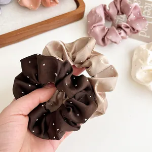 Set di elastici per capelli in raso di seta con strass per code di cavallo