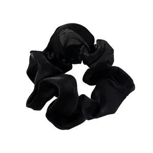 Minimalistisches schwarzes Organza-Haargummi mit Schichtfalten und hoher Elastizität