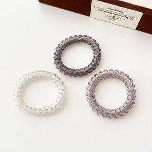 Spiral Telephone Wire Hair Ties High Elasticity Transparent Gradient Gray Trace-Free Hair Bands For Women Hair Accessories
