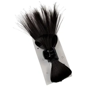 Messy bun hair claw clip extension in jet black for high ponytail volume on white card