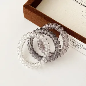 Three-piece set of gradient grey spiral telephone wire hair ties with high elasticity