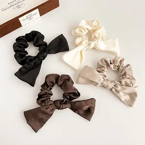 Élégant Chouchou En Satin Avec Nœud Grand Élastique Cheveux Ruban Support Queue De Cheval Accessoires Cheveux Français Pour Femmes