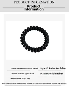 Détails de l'élastique spirale noir mat de 5,5 cm de diamètre en caoutchouc souple