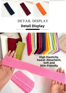 Détail de bandeaux de sport élastiques en tissu éponge absorbant aux couleurs vives