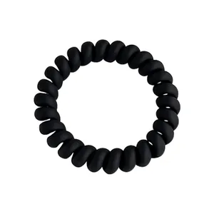 Élastique à cheveux spirale noir mat style cordon de téléphone haute élasticité