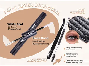 Dual-ended 2-in-1 eyelash bond and seal set with biotin, vitamin E, and professional tools