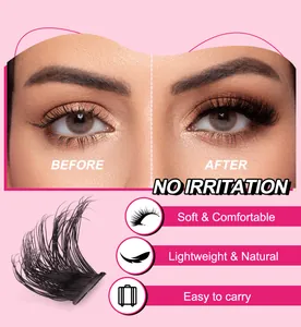 Voor-en-na vergelijking van DIY gesegmenteerde valse wimpers voor een natuurlijke look