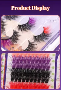 Vibrant purple and red Halloween false eyelashes in 10mm to 14mm lengths