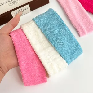 Bandeaux de soin en tissu éponge pour le visage en couleurs rose blanc et bleu