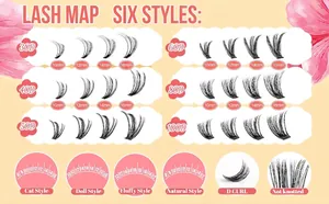 Größentabelle für DIY-Wimpern mit 30D-100D Dichte und D-Curl Wimpern-Lash-Map