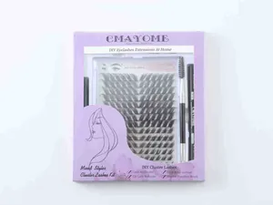 Σετ επέκτασης βλεφαρίδων DIY με μείγμα από τουφάκια κόλλα σφραγιστικό και εργαλεία