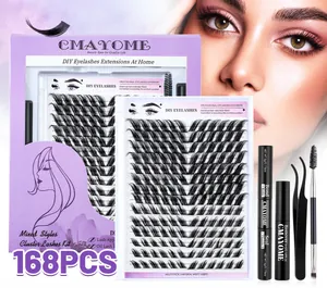 Σετ βλεφαρίδων DIY 168 τεμαχίων με κόλλα διπλής όψης και επαγγελματική τσιμπίδα