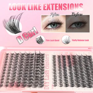 Professional DIY cluster lashes kit with D curl volume and mixed 10-16mm lengths