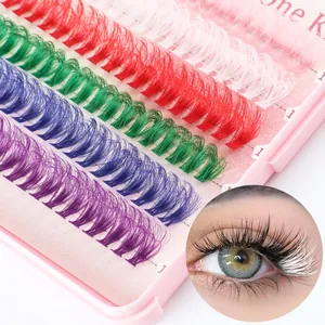 Colorful individual DIY eyelashes in various vibrant shades and professional DD curl style