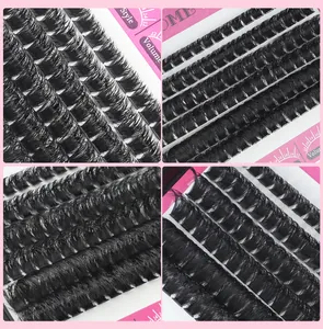 Macro detail van DIY individuele wimpers in lengtes 12mm 14mm 16mm en volumes