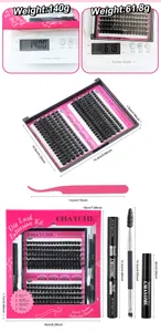 Detailweergave van de DIY-wimperclusterkit met losse segmenten en professionele tools