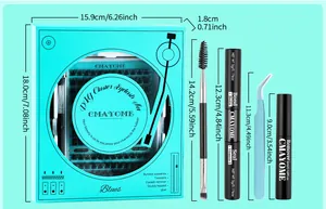 Set ciglia finte fai-da-te con colla, pinzette e solvente in scatola color menta
