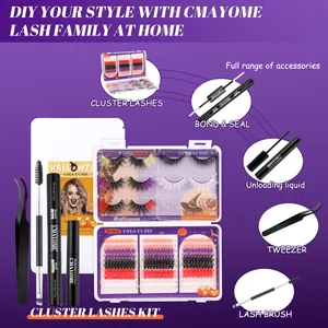 Halloween DIY colored eyelash cluster extension kit with tools and pumpkin packaging