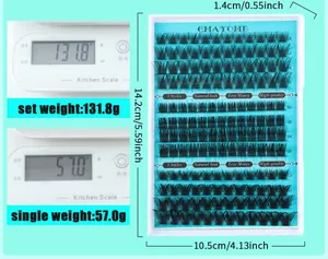 Dimensioni dettagliate e display del peso per il set di ciglia finte DD curl