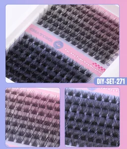 Macro view of 16mm individual DIY cluster eyelashes with fine tips and thick volume