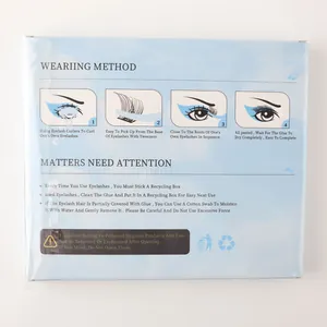 Vista detallada del reverso del empaque de pestañas postizas con instrucciones