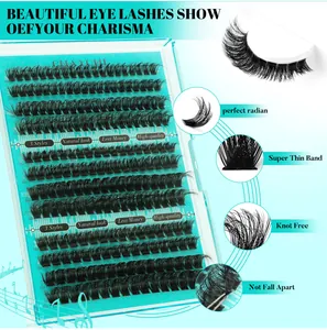 Detailansicht der DIY Wimpern-Cluster mit superdünnem Band und knotenfreier Basis