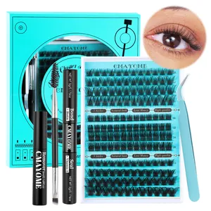 Kit Extension Ciglia DIY Lunghezza Mista Curvatura D Grappoli in Fibra Sintetica Con Adesivo Sigillante e Rimosso