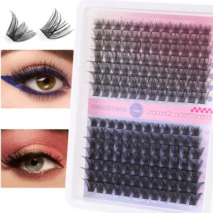 DIY cluster lash extension kit with mixed lengths of 14mm, 16mm, and 18mm in one tray