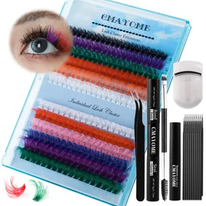 Kit de extensión de pestañas de colores DIY con segmentos de colores y accesorios