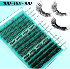 Detailansicht der DIY Einzelwimpern-Sets in 10-16mm Länge und 30D-50D Dichte für Volumen